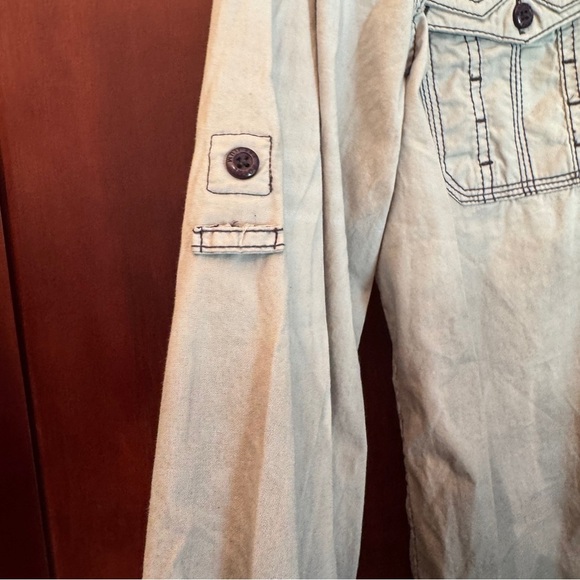 Mens Royal Premium Gradient Gray Roll-up sleeve Button-Up Shirt Size Medium - Picture 4 of 13